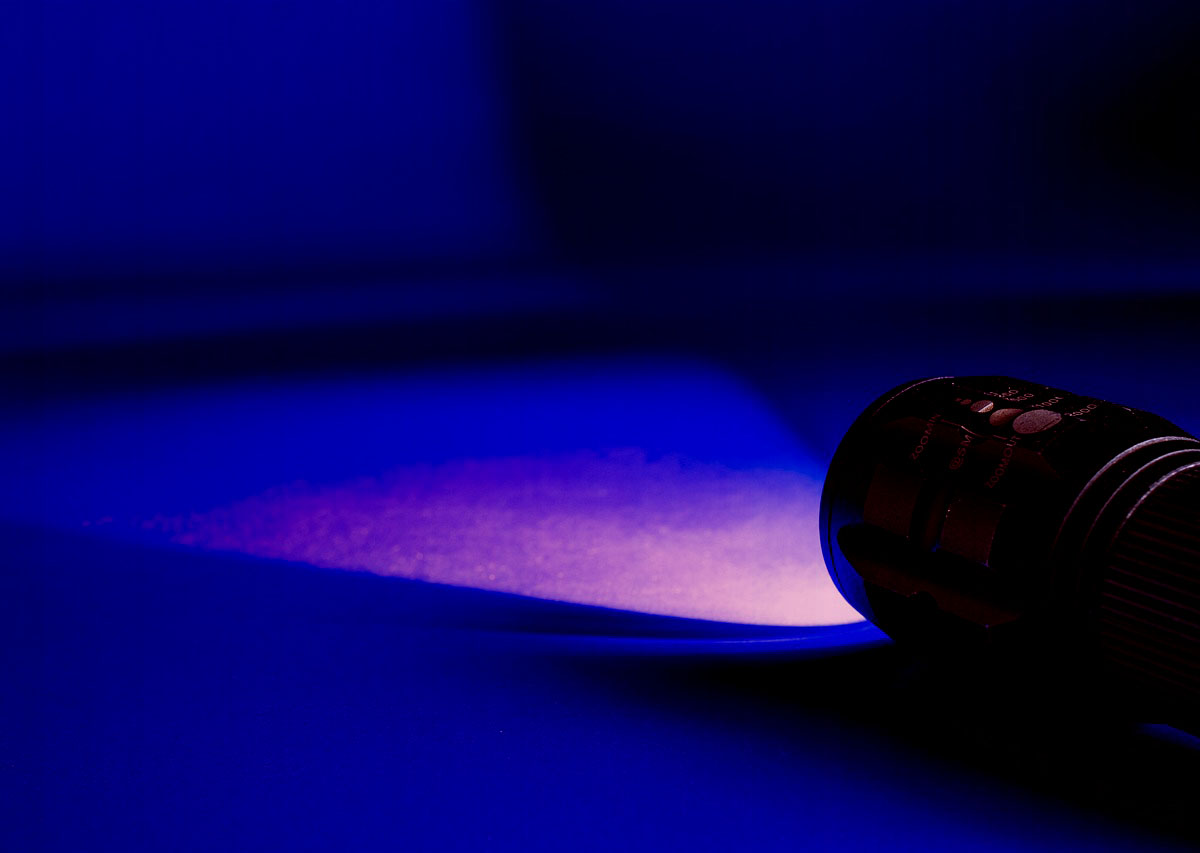 懐中電灯やスマホの光でベッド（布団）の中を照らす